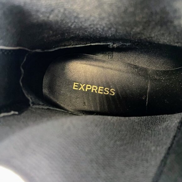 Express Ankle Booties Womens Sz 7M Black Chunky Lug Sole Block Heel Combat Boot - Picture 8 of 12